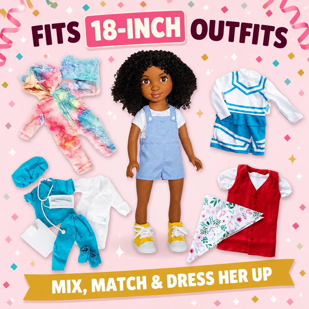 Fits 18-inch outfits — mix, match and dress her up